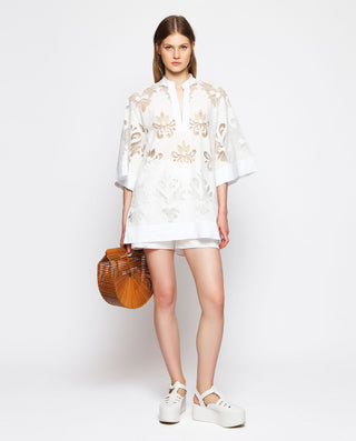 Top blanco de encaje de algodón by MIRTO