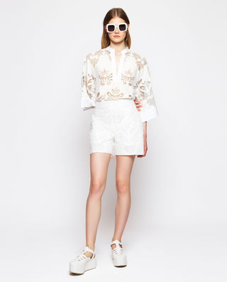 Top blanco de encaje de algodón by MIRTO