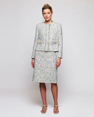 Falda midi de tweed multicolor by MIRTO
