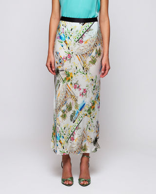 Falda midi blanca estampado figurativo by MIRTO