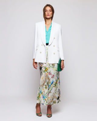 Falda midi blanca estampado figurativo by MIRTO