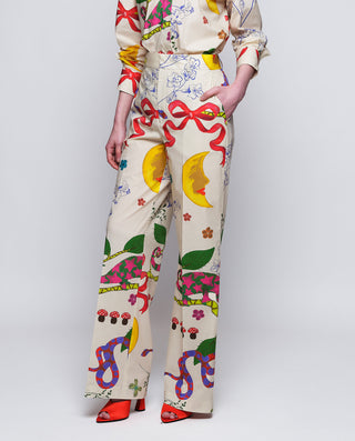 Pantalón crudo algodón estampado by MIRTO