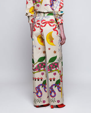 Pantalón crudo algodón estampado by MIRTO