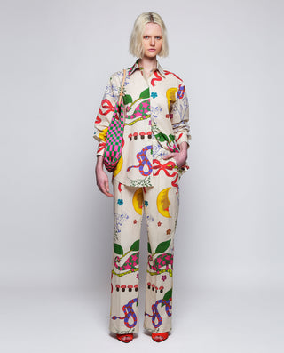 Pantalón crudo algodón estampado by MIRTO