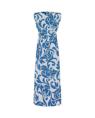 Vestido largo estampado ornamental en azules by MI