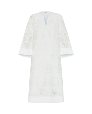 Vestido midi blanco de encaje floral by MIRTO