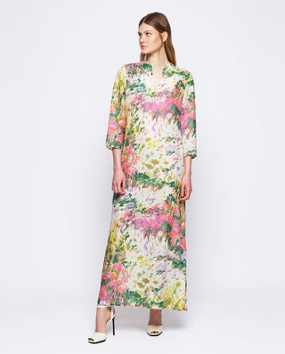 Vestido largo de lino  estampado pinceladas by MIR