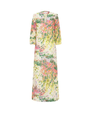 Vestido largo de lino  estampado pinceladas by MIR