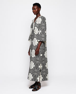 Plaid jacquard print kaftan