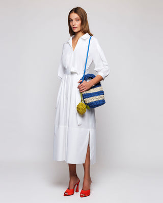 Vestido camisero blanco de algodón elástico by MIR