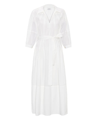 Vestido camisero blanco de algodón elástico by MIR