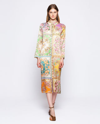 Vestido midi estampado cuadros florales by MIRTO