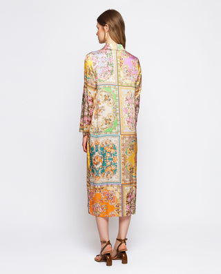 Vestido midi estampado cuadros florales by MIRTO