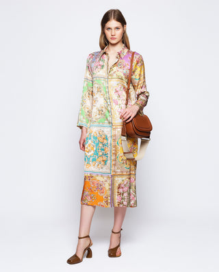 Vestido midi estampado cuadros florales by MIRTO