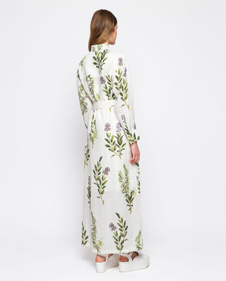 Vestido camisero de lino estampado botánico by MIR
