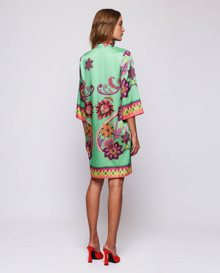 Vestido corto verde  estampado floral by MIRTO