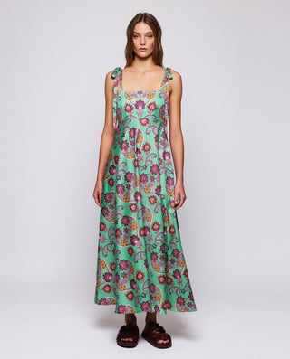 Vestido midi verde estampado floral by MIRTO