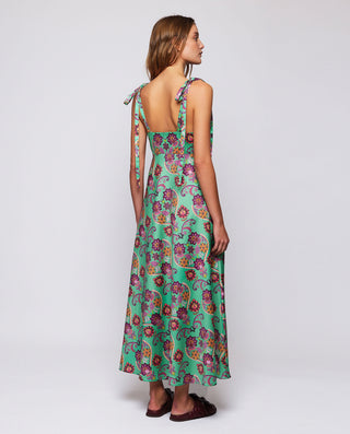 Vestido midi verde estampado floral by MIRTO