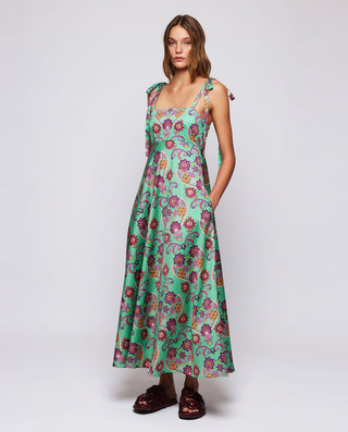 Vestido midi verde estampado floral by MIRTO