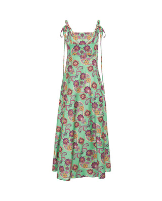 Green floral print midi dress