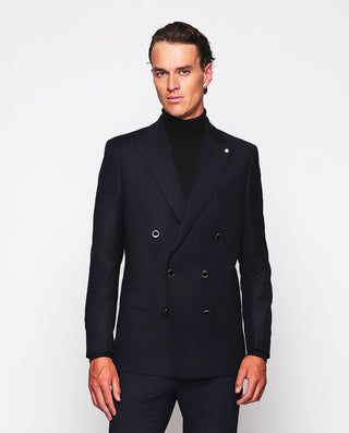 Blazer cruzada de lana marino
