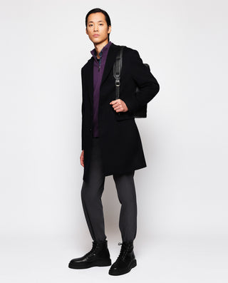 Pantalón regular fit de algodón stretch azul marino