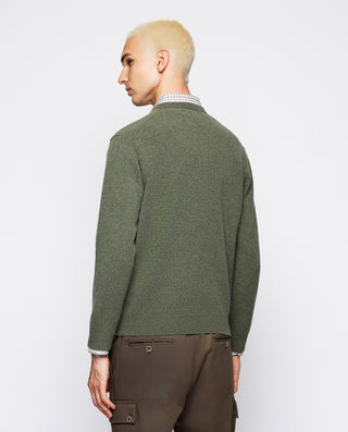 Jersey de punto "Lambswool" cuello pico verde by M