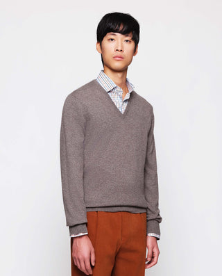 Brown Cashmere V neck jumper