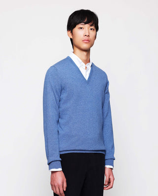 Blue Cashmere V neck jumper