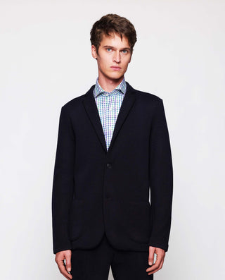 Americana azul marino de punto de lana