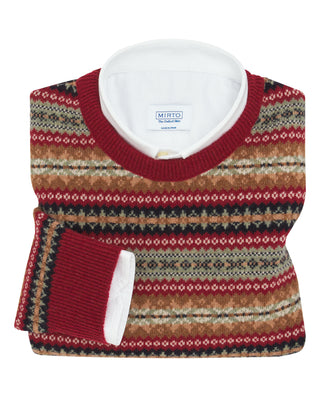 Burgundy Lambswool Jacquard Sweater