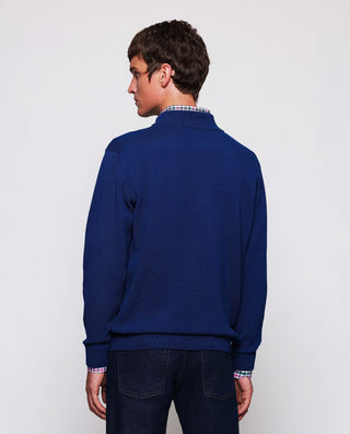 Royal blue Perkins zip collar jumper