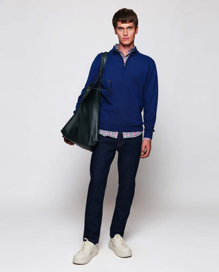 Royal blue Perkins zip collar jumper