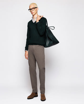 Green V neck merino wool jumper