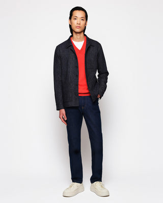 Jersey naranja de lambswool (cuello V) by MIRTO