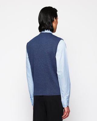 Chaleco azul de punto con botones by MIRTO