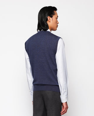 Chaleco jacquard azul marino con botones by MIRTO