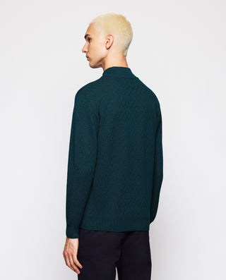 Green perkins collar openwork front jumper
