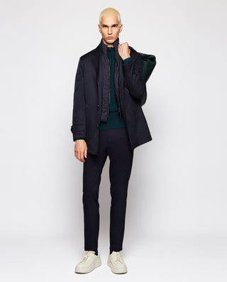 Green perkins collar openwork front jumper