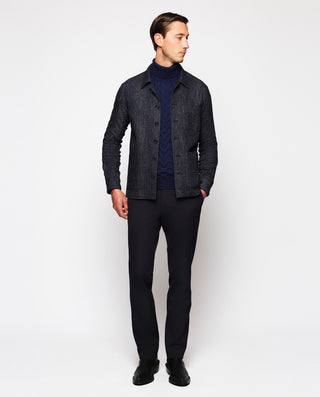 Navy blue turtleneck braided jumper