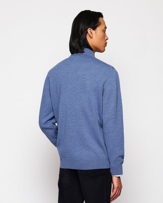 Blue knit zip jacket