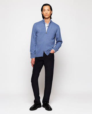 Blue knit zip jacket