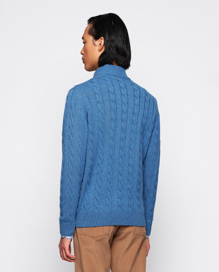 Royal blue button-up braided jacket