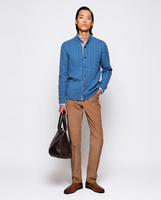 Royal blue button-up braided jacket