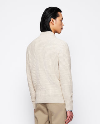 Chaqueta beige de punto en canalé by MIRTO