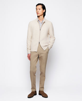 Chaqueta beige de punto en canalé by MIRTO