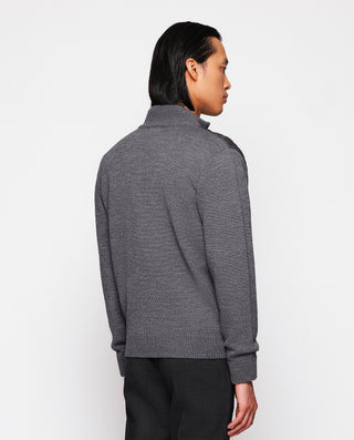 Gray knit jacket with quilted front