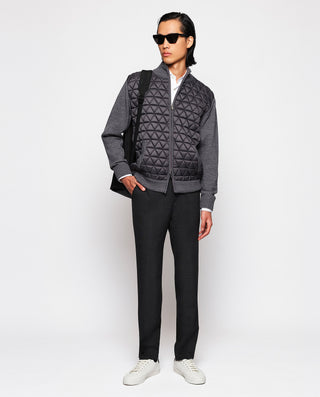 Gray knit jacket with quilted front
