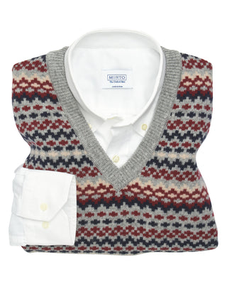 Chaleco jacquard de lambswool (cuello V) by MIRTO