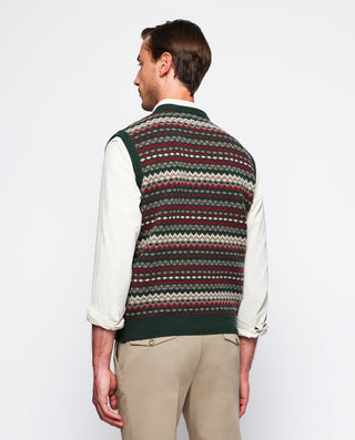 Chaleco jacquard de lambswool (cuello V) by MIRTO